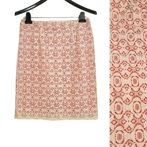 Willi Smith Beige Geometric Lace Pencil Skirt Size 2